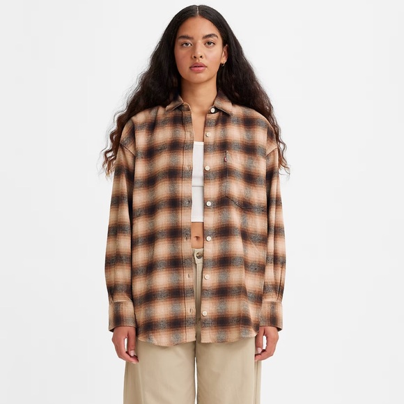 Levis Nola Oversized Button-up Shirt Sz XS oversized plaid print - Picture 2 of 4